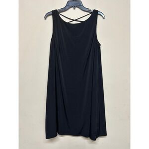 Jessica Howard Black Midi Dress Sz 16 Sleeveless Crisscross Back Stretch Casual